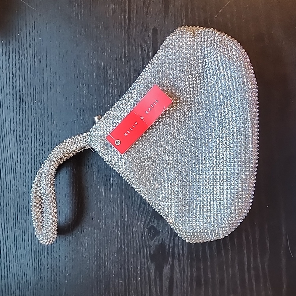 NWT Kelly & Katie silver rhinestone clutch evening bag